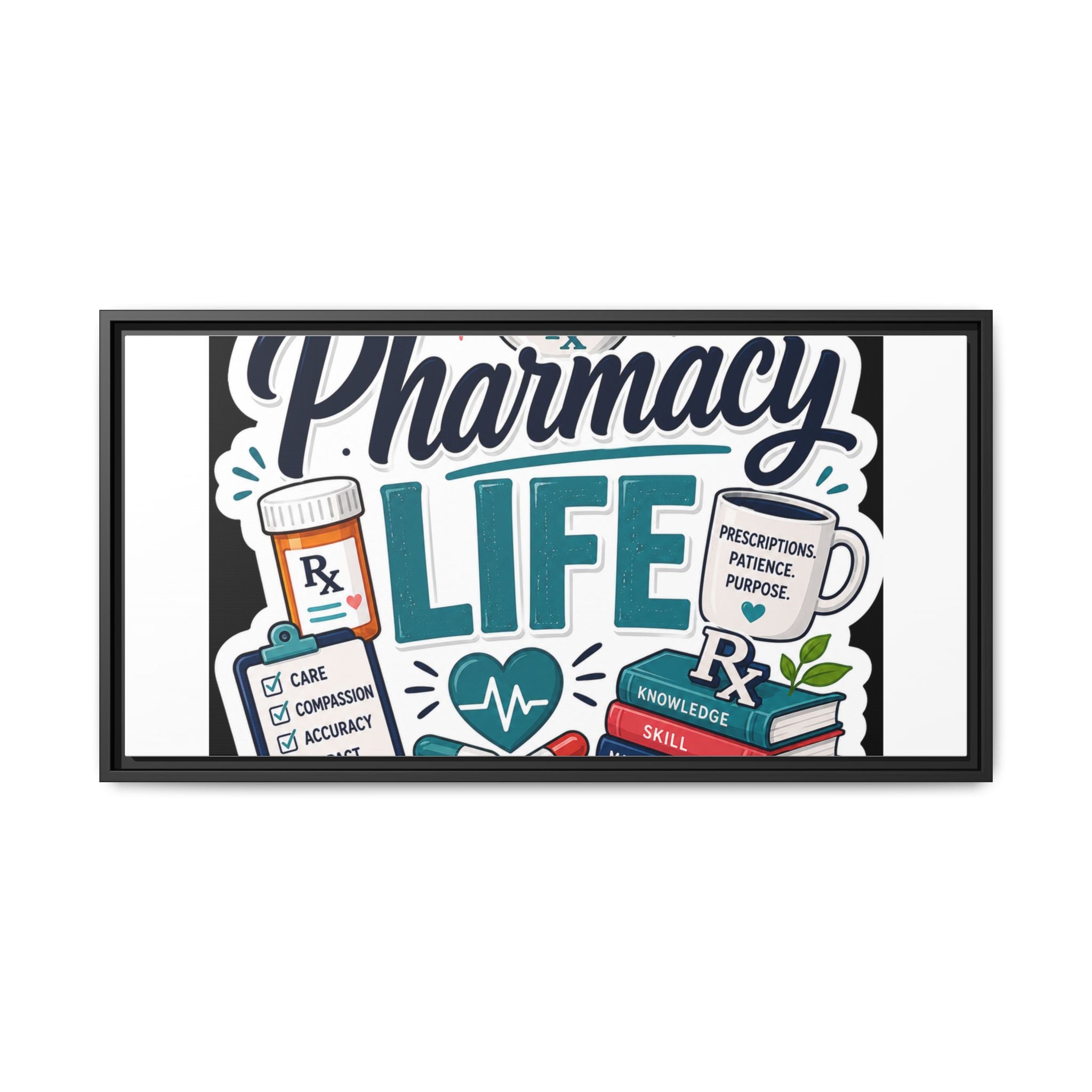 Pharmacy Life Framed Canvas Art — Colorful Pharmacist Wall Decor