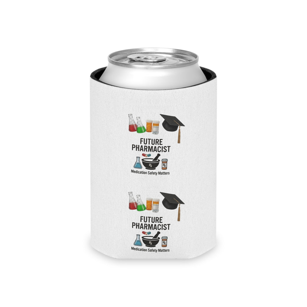 Future Pharmacist Can Cooler – Graduation Gift Can Cooler with Cap & Pharmacy Icons