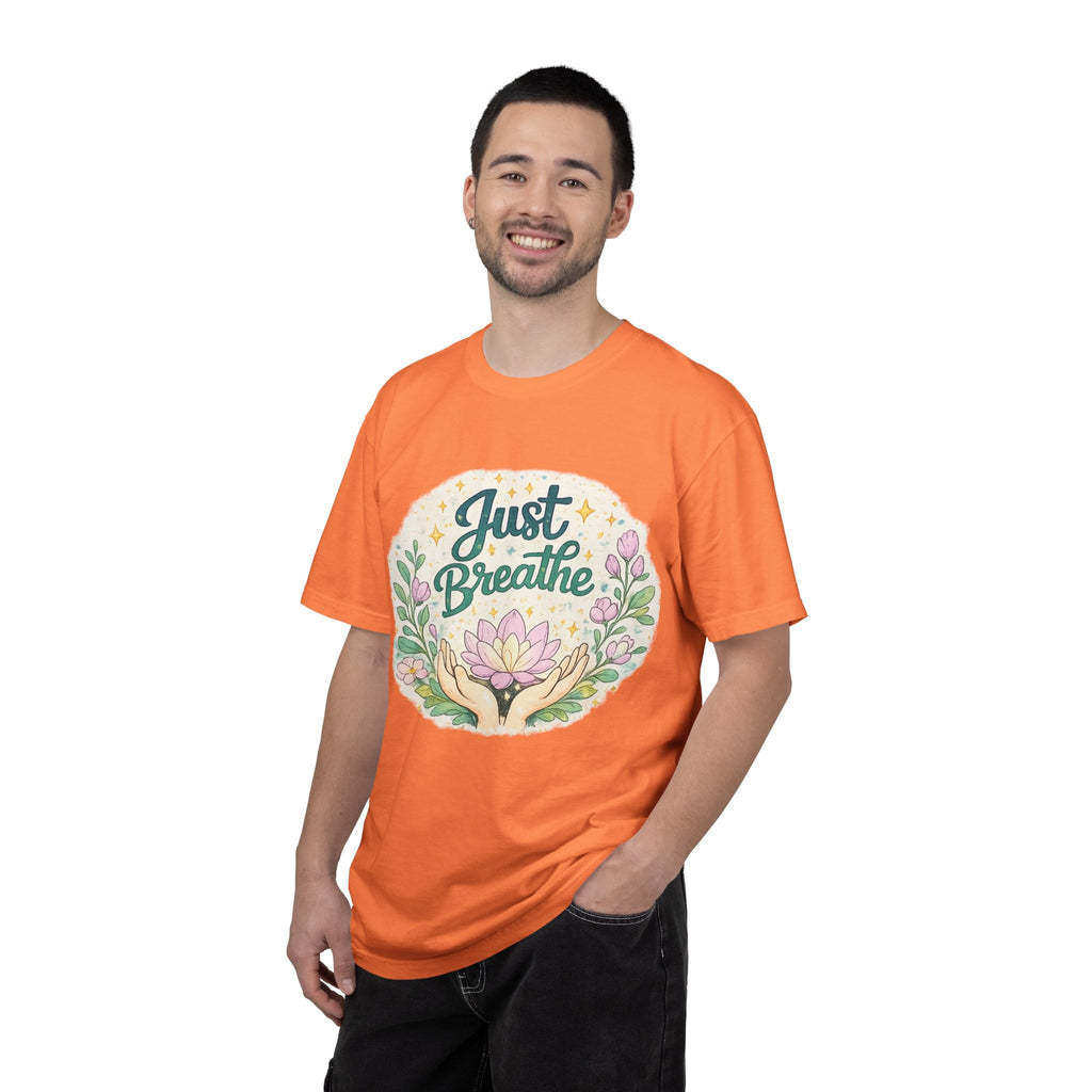 Just Breathe T-Shirt — Floral Lotus Mindfulness Tee