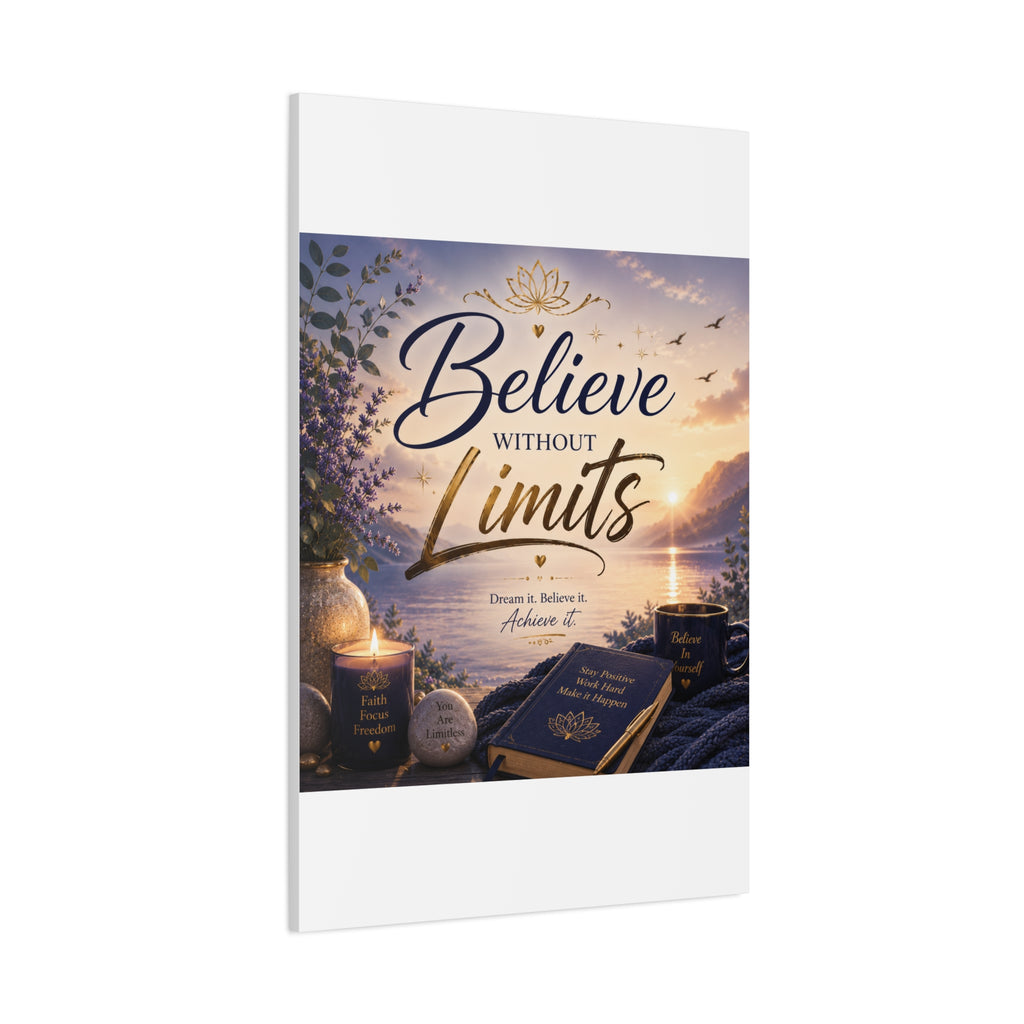 Believe Without Limits Canvas Wall Art – Inspirational Stretched Matte Print