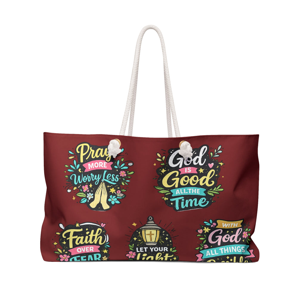 Christian Weekender Bag — "God is Good All the Time" Inspirational Travel Tote
