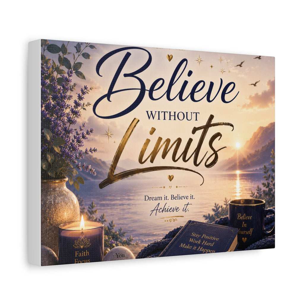 Believe Without Limits Canvas Wall Art – Inspirational Stretched Matte Print