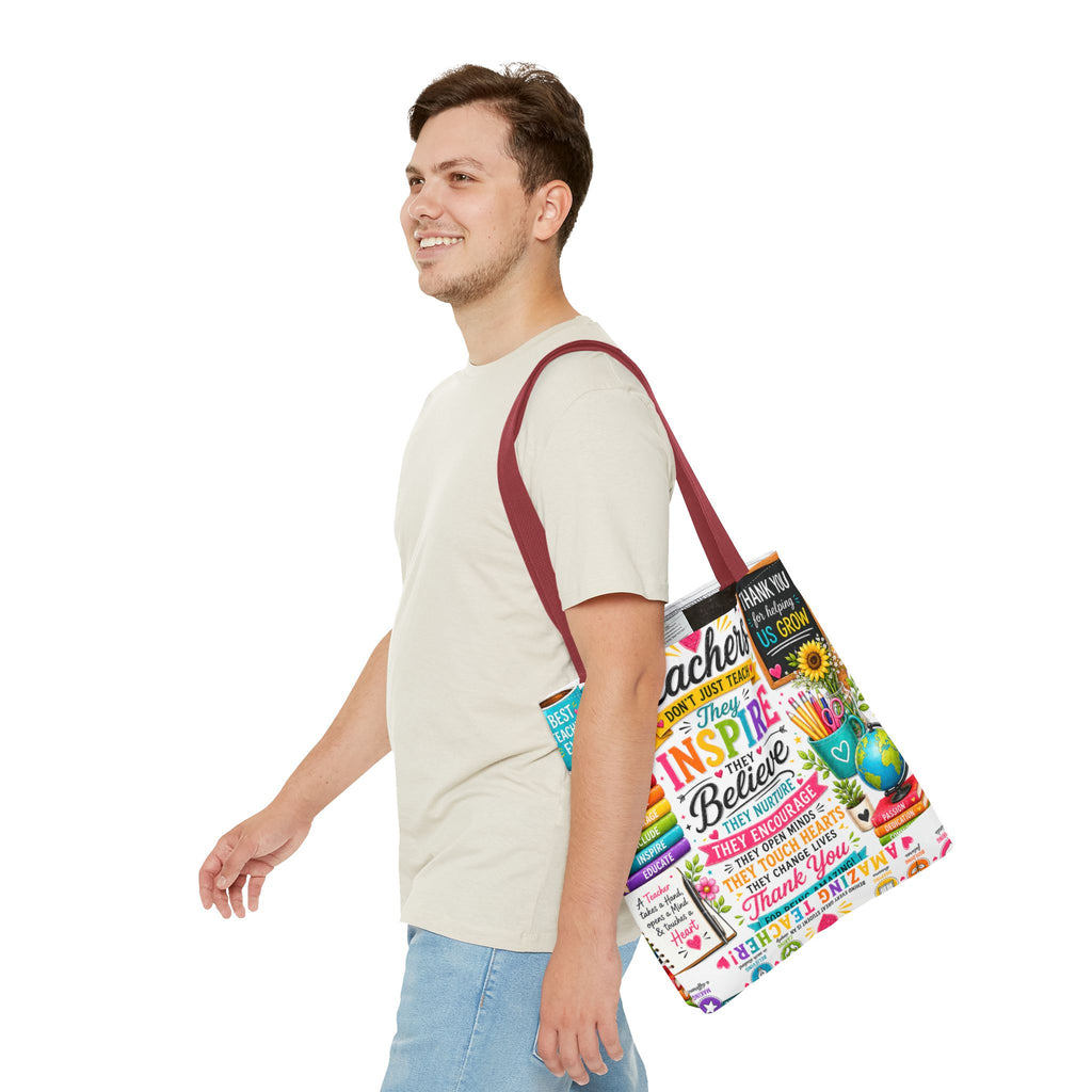 Teacher Appreciation Tote Bag — 'Teachers Inspire, They Believe' All-Over-Print Gift Tote