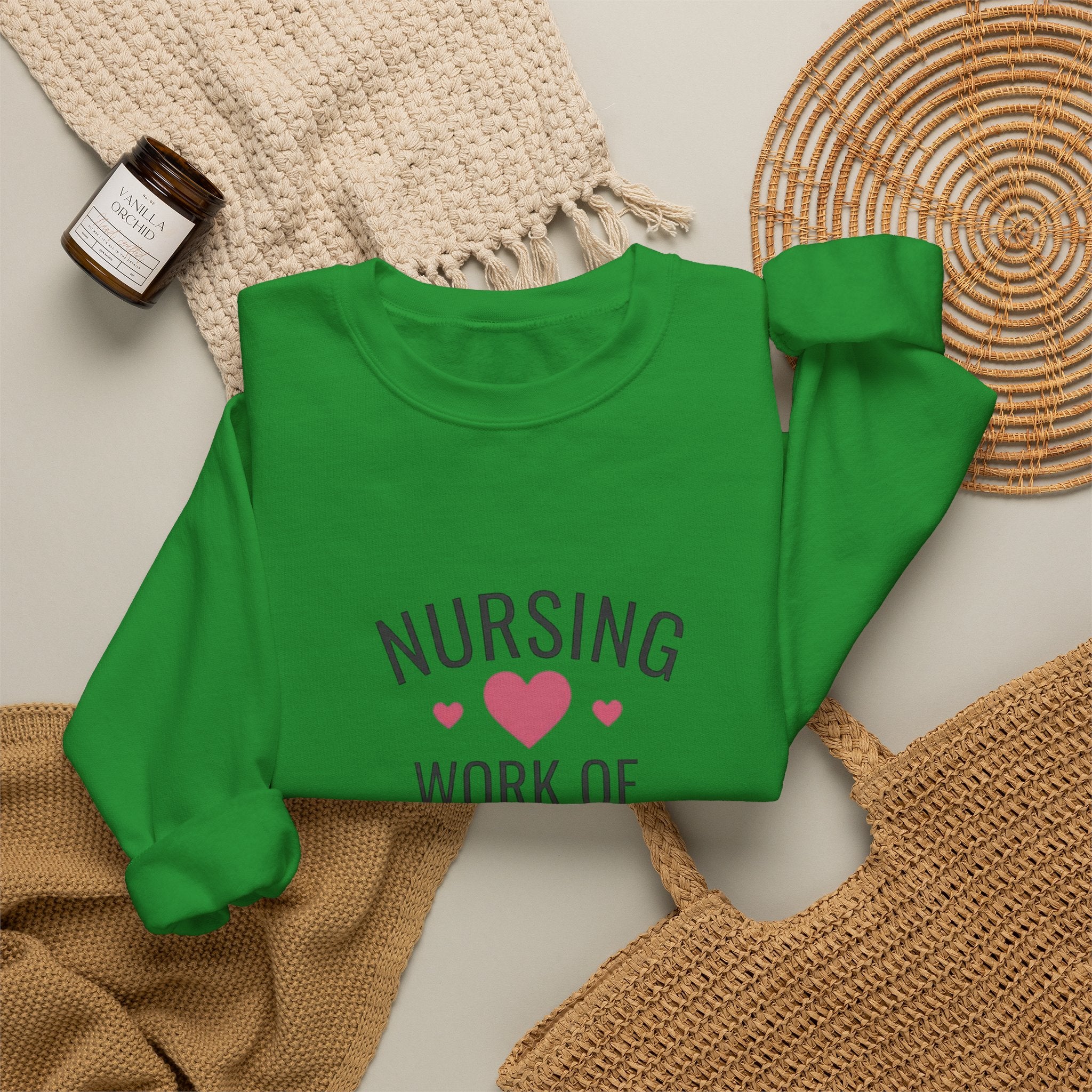 Nursing Work of Heart Crewneck Sweatshirt — Nurse Appreciation Pullover