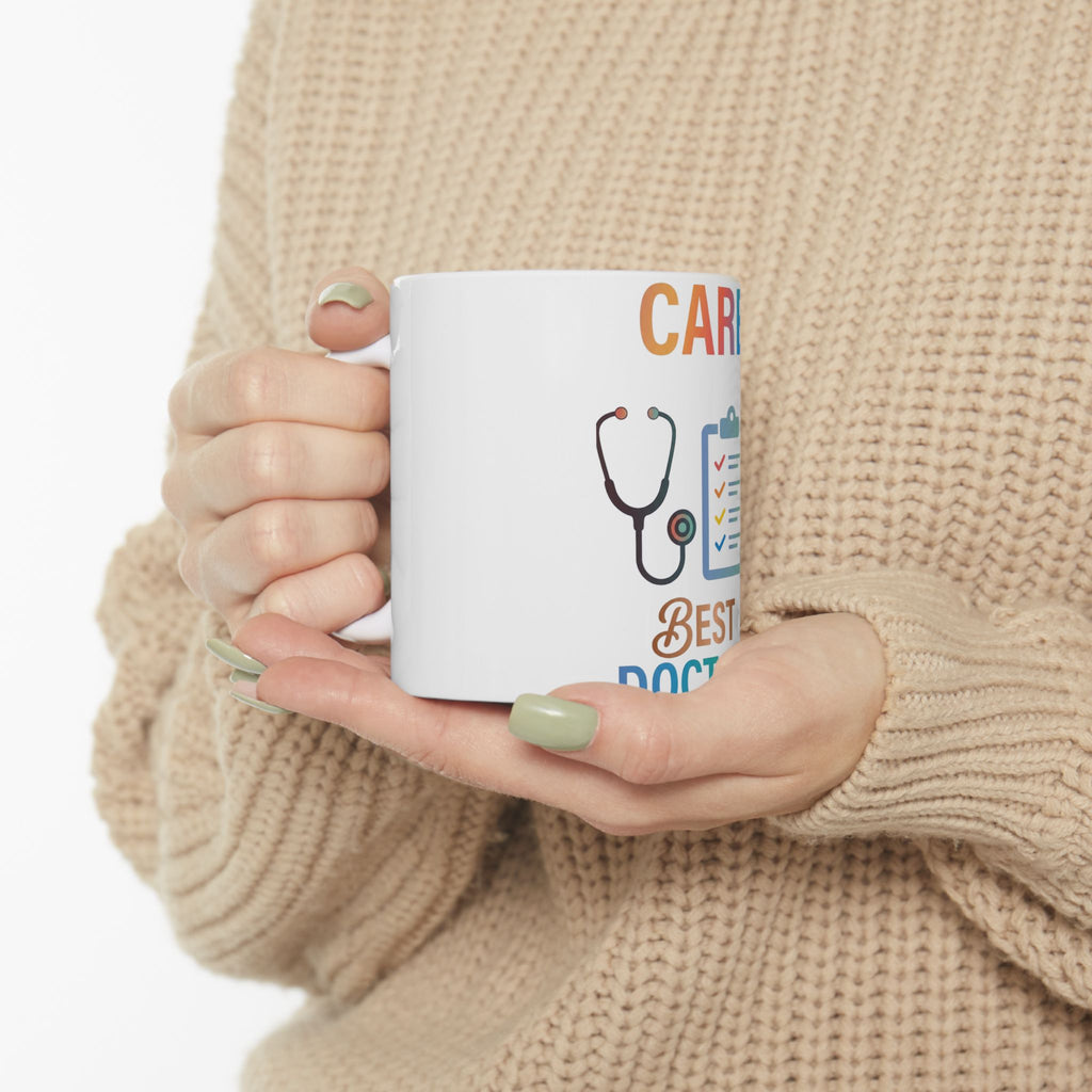Doctor Appreciation Ceramic Mug – "Care. Best Doctors" Stethoscope & Clipboard Design (11oz/15oz)