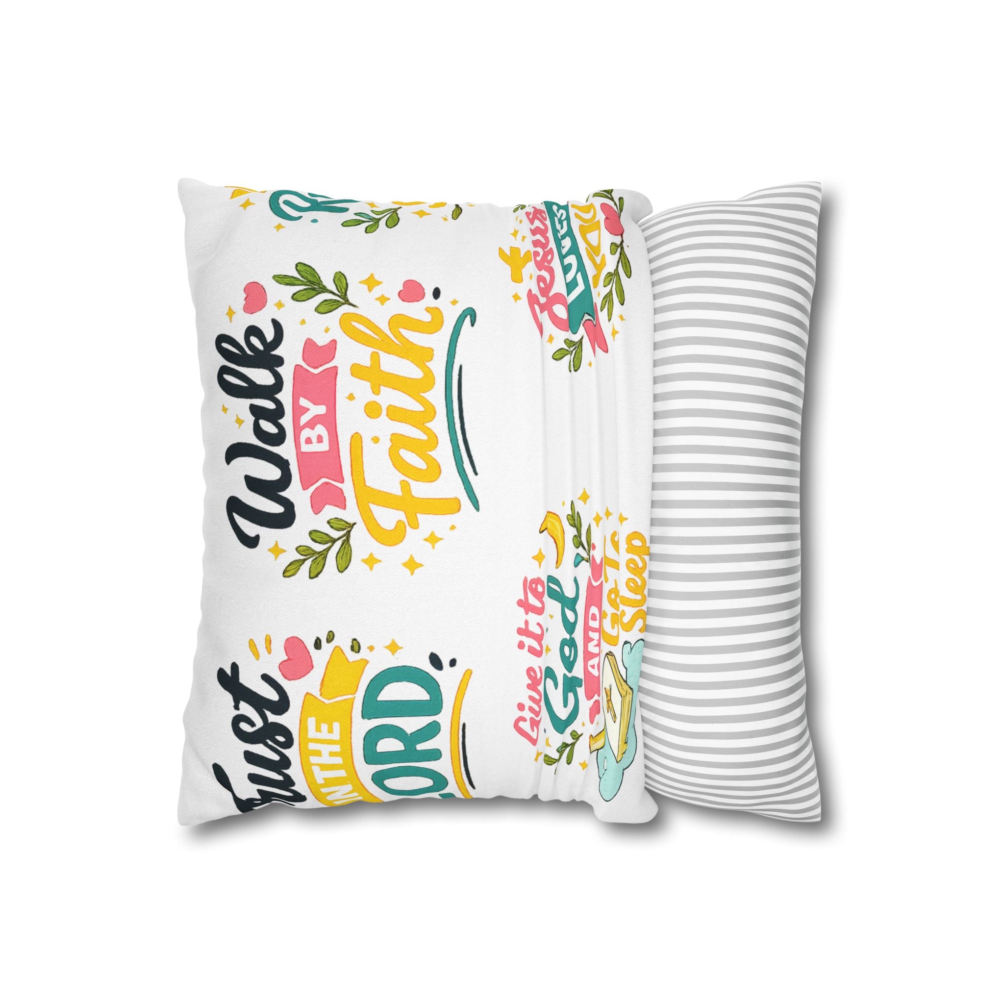 Faith Quote Decorative Pillowcase — "Walk by Faith" Inspirational Throw Pillow Cover