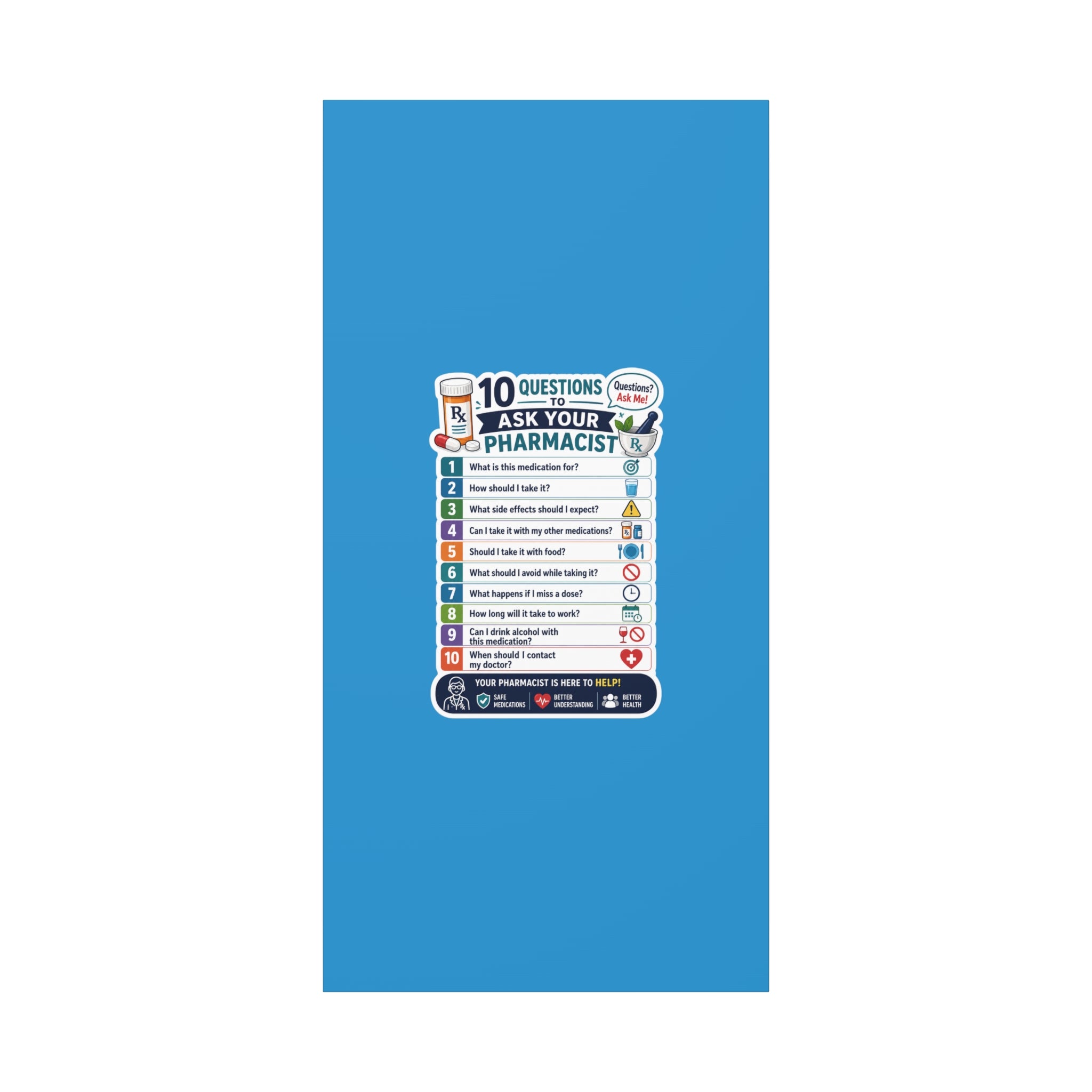 Pharmacist Questions Canvas Print — "10 Questions to Ask Your Pharmacist"