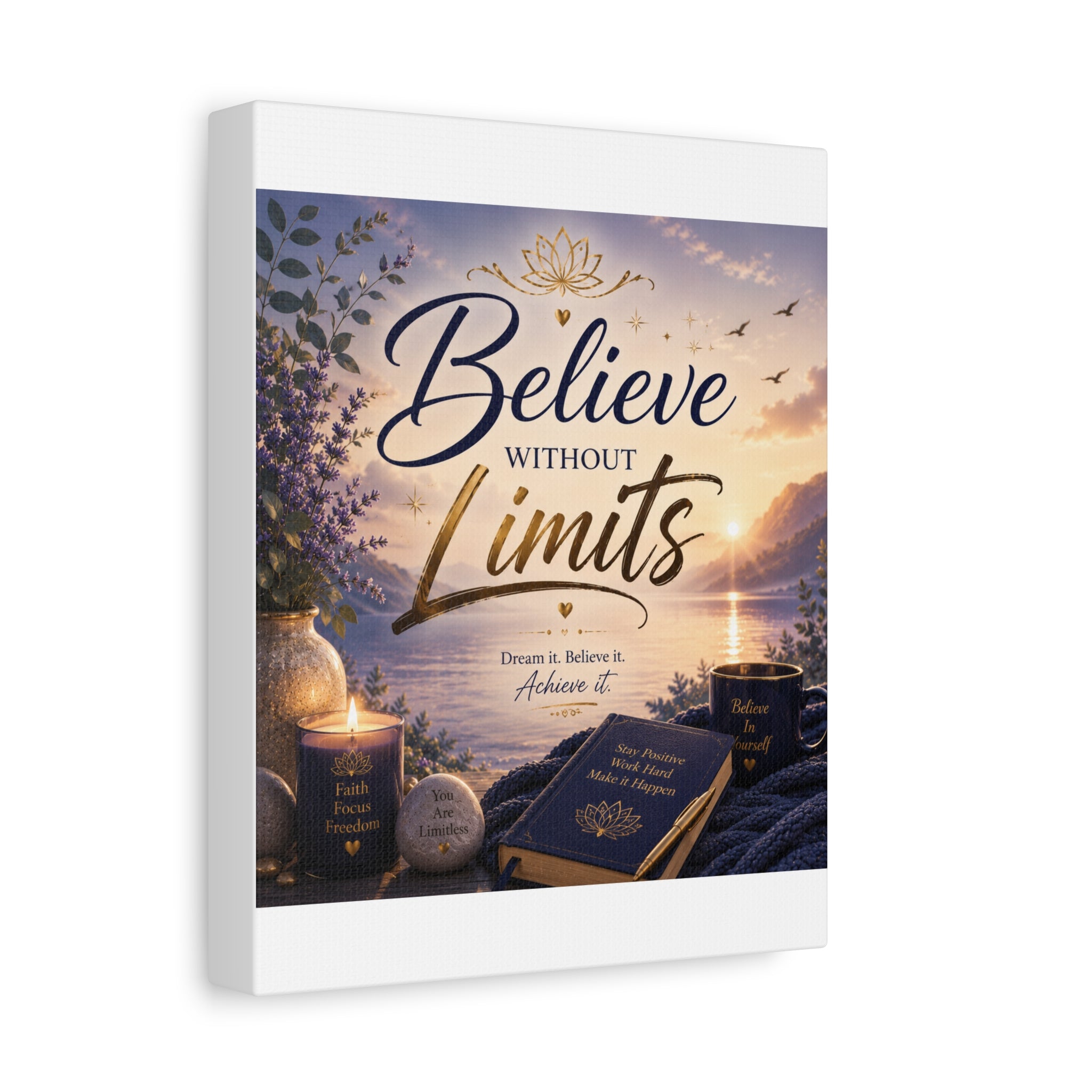 Believe Without Limits Canvas Wall Art – Inspirational Stretched Matte Print