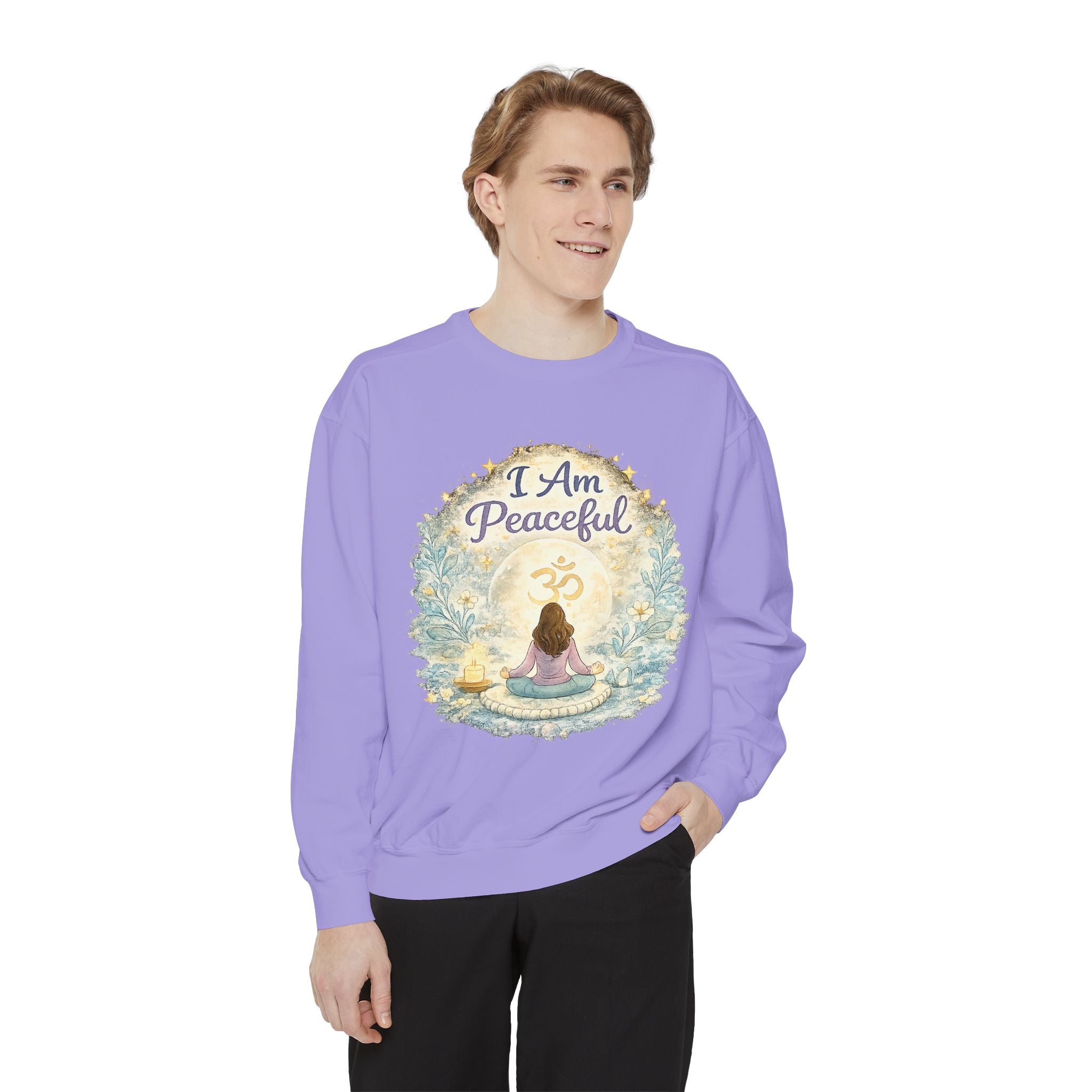 I Am Peaceful Meditation Sweatshirt — Yoga, Mindfulness & Spiritual Comfort