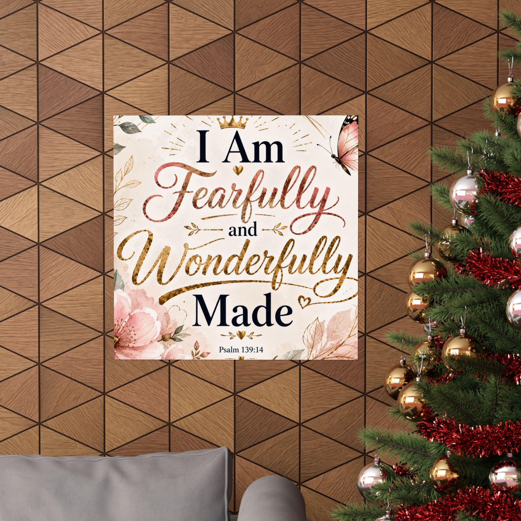 Fearfully & Wonderfully Made Vertical Poster — Inspirational Christian Wall Art (Psalm 139:14)