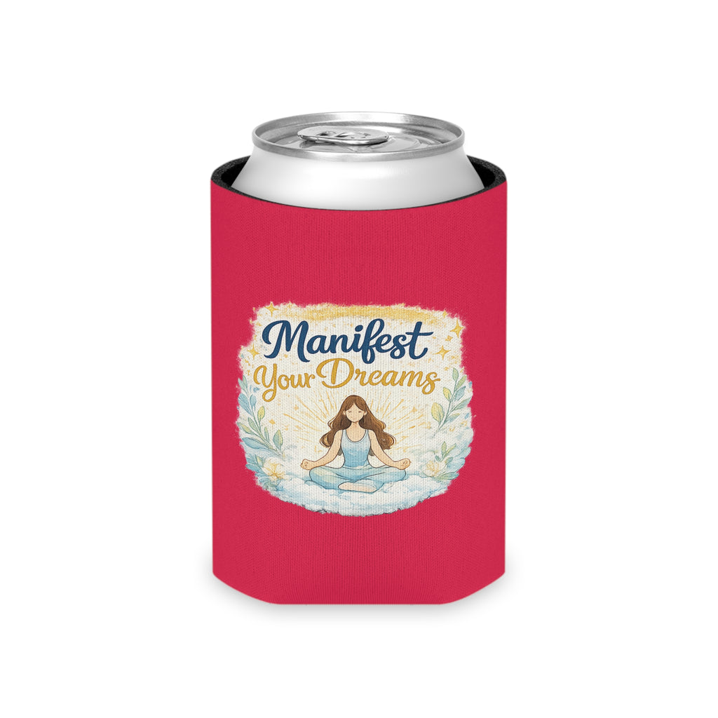 Can Cooler — "Manifest Your Dreams" Meditation Can Cooler, Inspirational Drink Koozie for Yoga Lovers