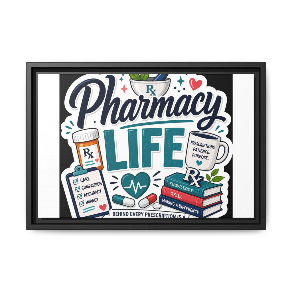 Pharmacy Life Framed Canvas Art — Colorful Pharmacist Wall Decor
