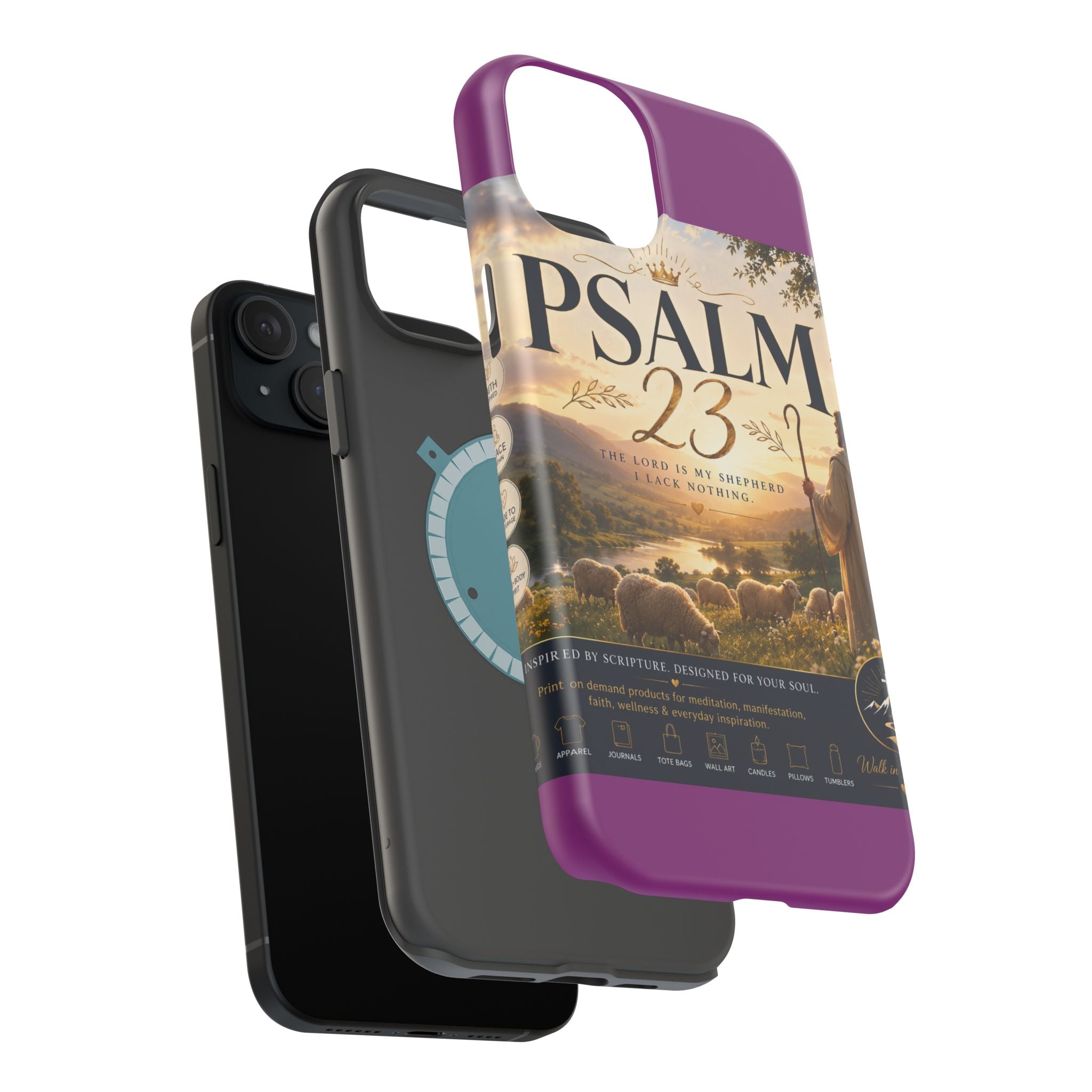 Psalm 23 Phone Case — Magnetic Impact-Resistant Christian iPhone Cover