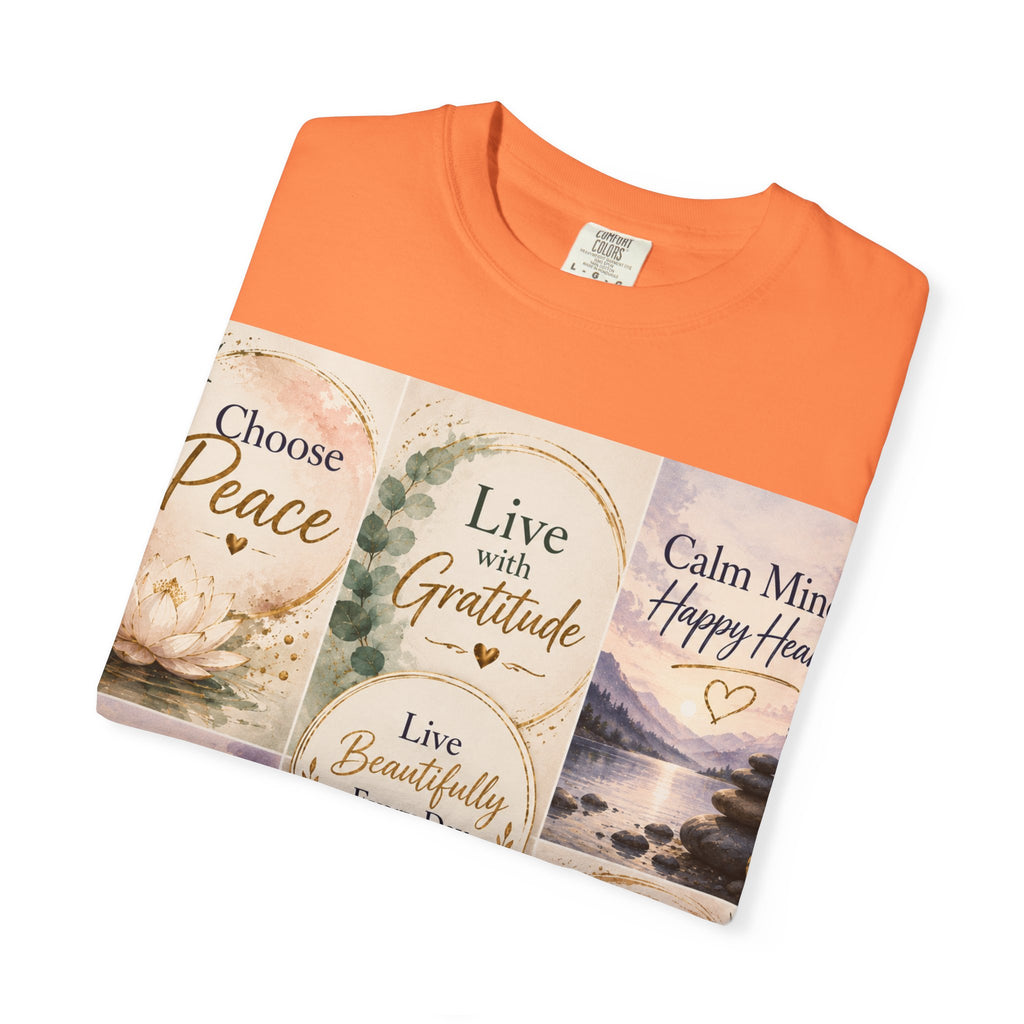 Inspirational Quote T-Shirt — Choose Peace, Live with Gratitude, Breathe Deeply