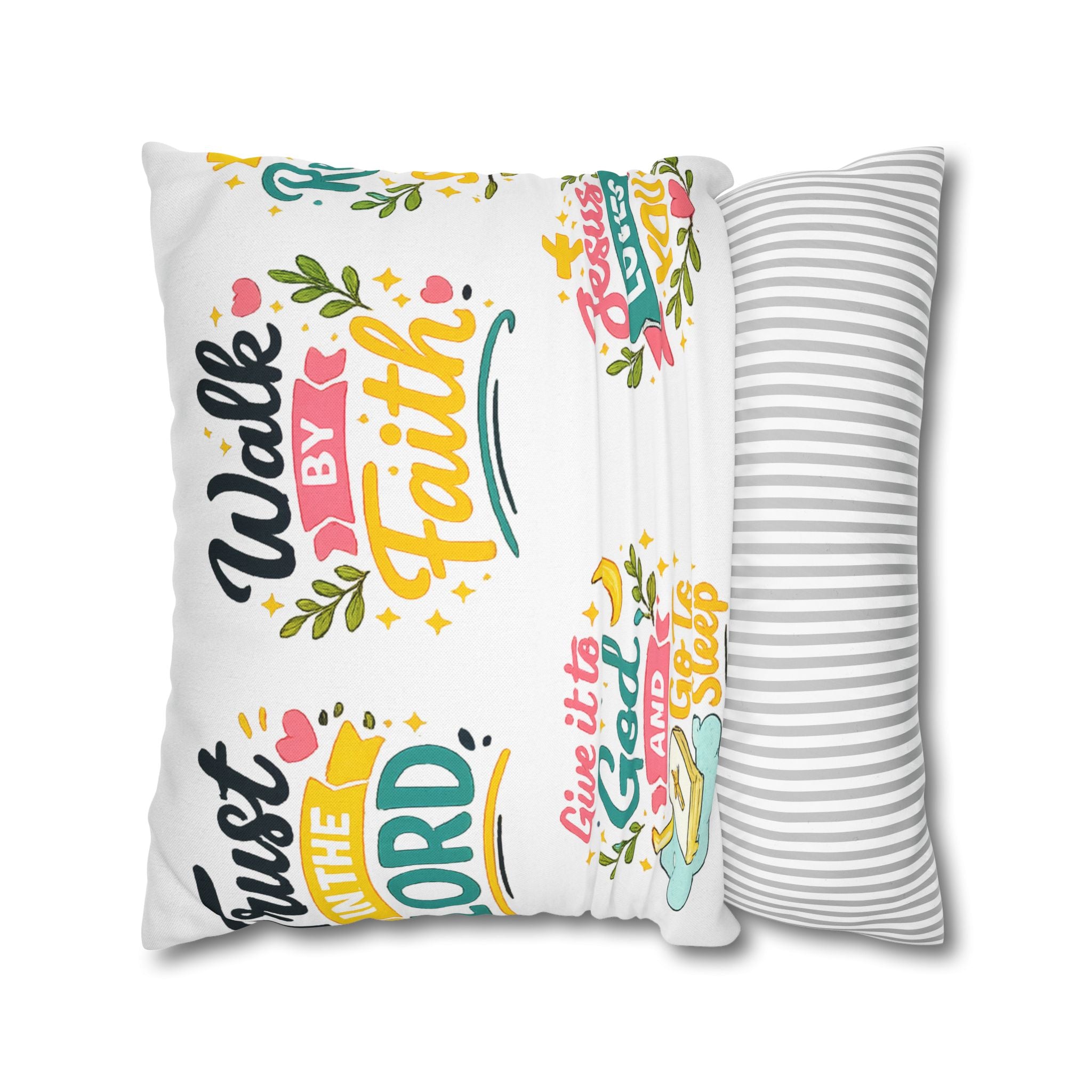 Faith Quote Decorative Pillowcase — "Walk by Faith" Inspirational Throw Pillow Cover