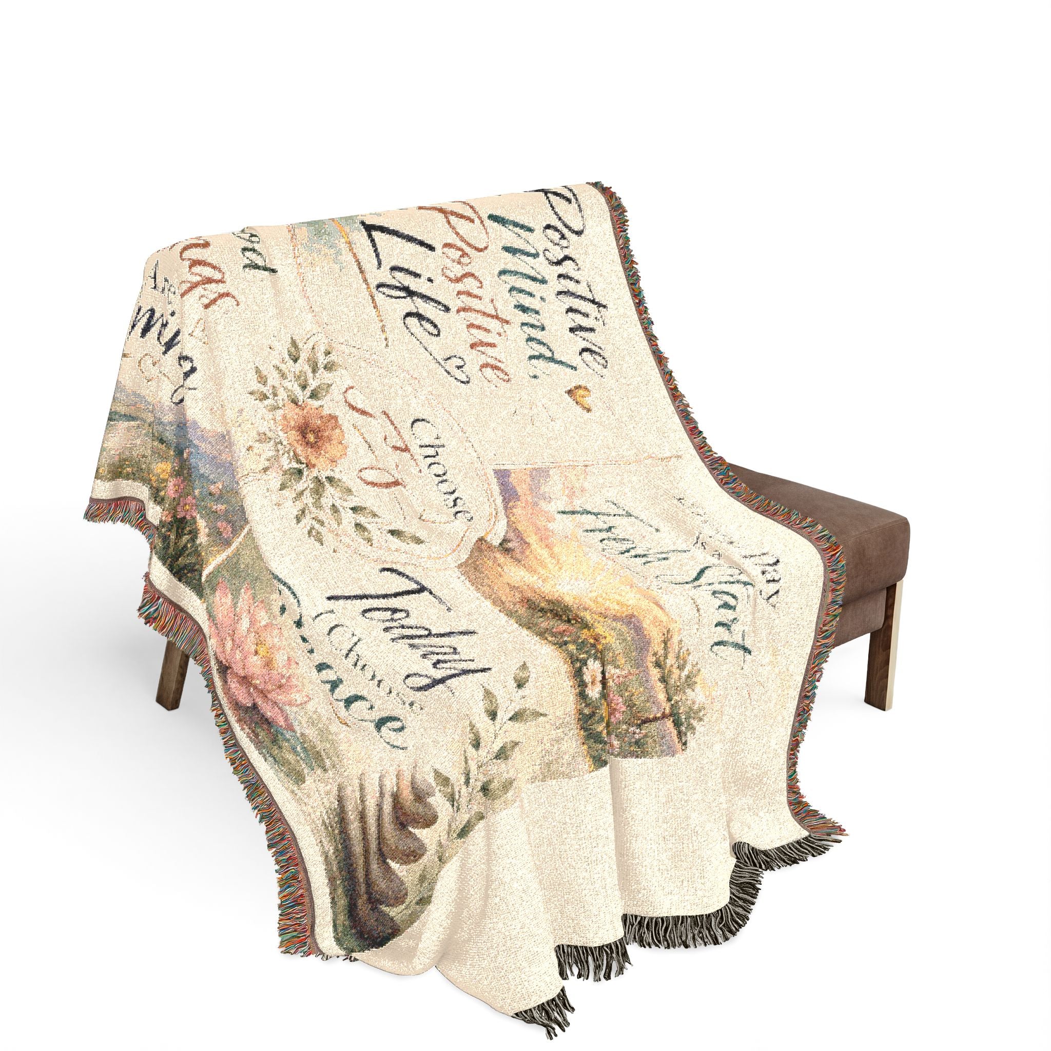 Inspirational Quote Woven Blanket — "Choose Joy" Comfort Throw