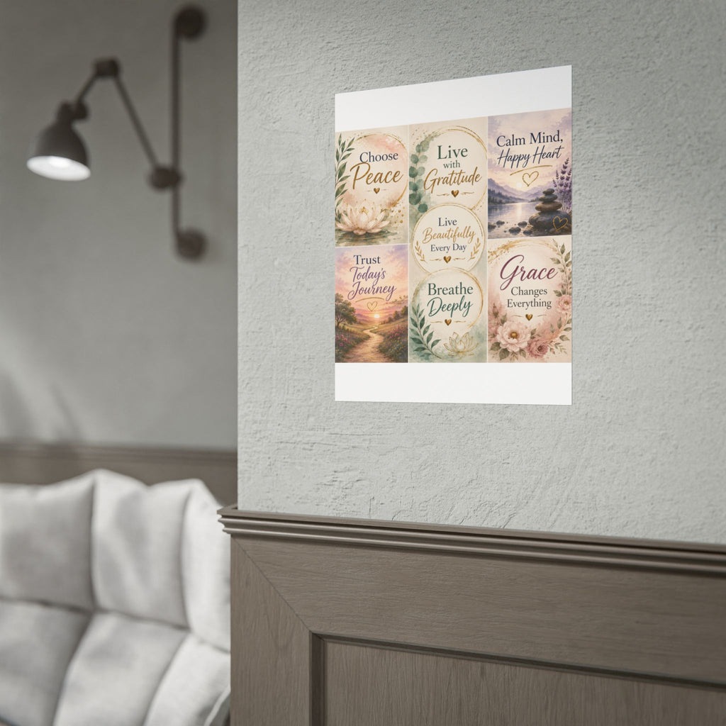 Rolled Poster - Inspirational Wall Art Set: "Choose Peace / Live with Gratitude / Calm Mind, Happy Heart / Trust Today's Journey / [...]