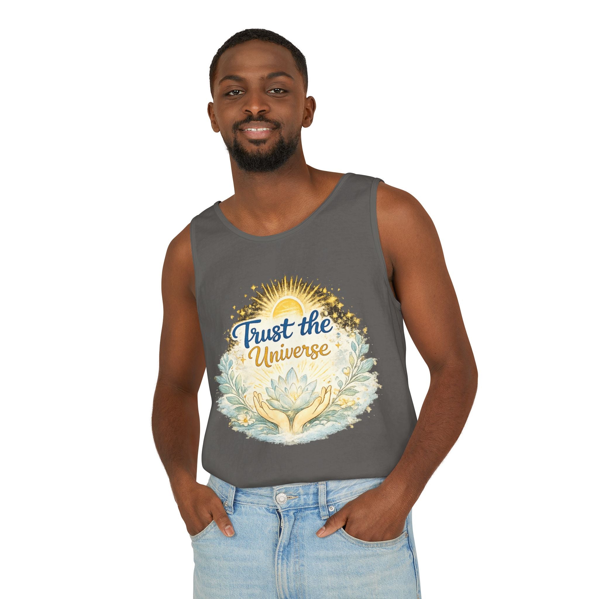 Trust the Universe Tank Top — Spiritual Lotus Graphic Vest
