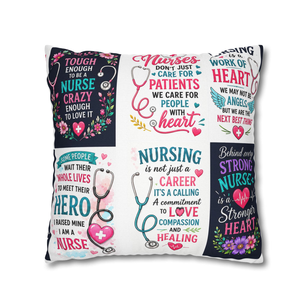 Nurse Quotes Patchwork Square Pillowcase — Inspirational Nursing Gifts