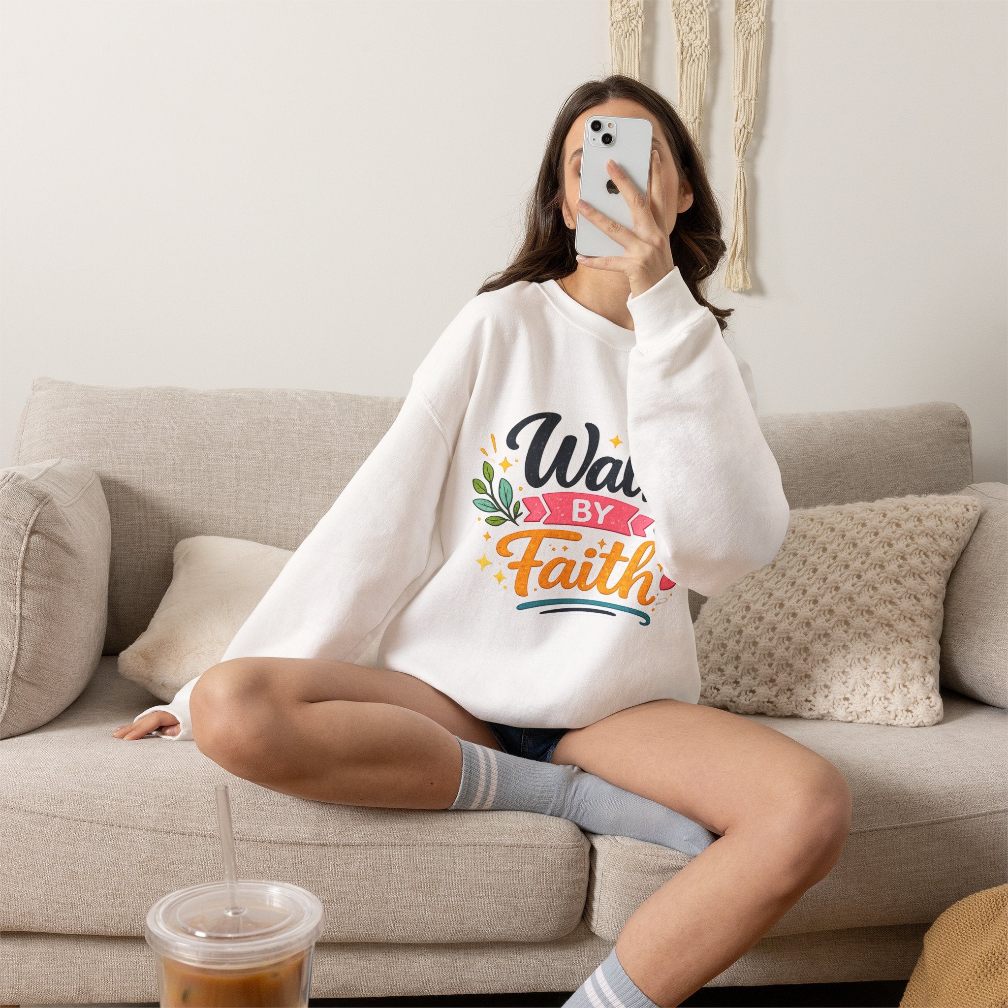 Walk By Faith Crewneck Sweatshirt — Inspirational Christian Pullover