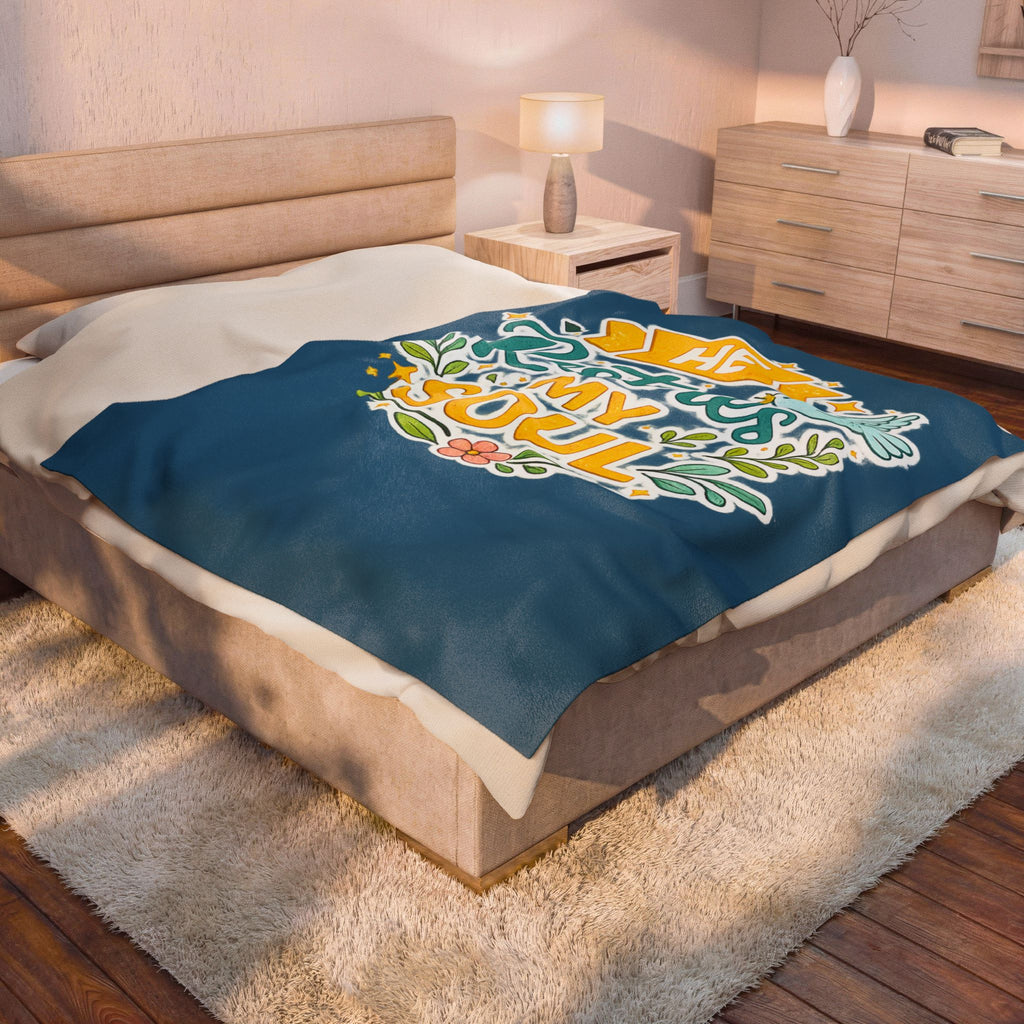 Plush Blanket - "He Restores My Soul" Christian Fleece Throw
