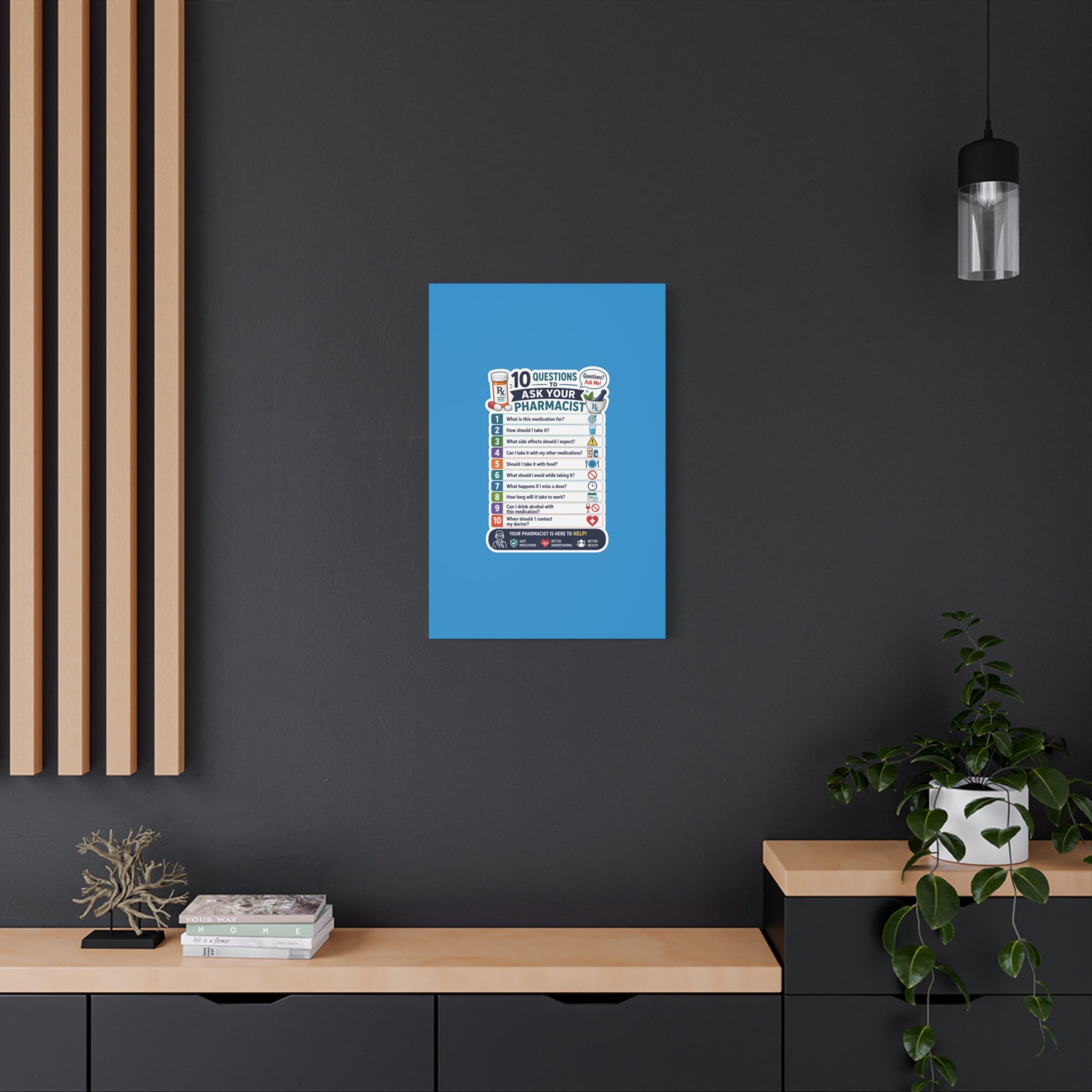 Pharmacist Questions Canvas Print — "10 Questions to Ask Your Pharmacist"