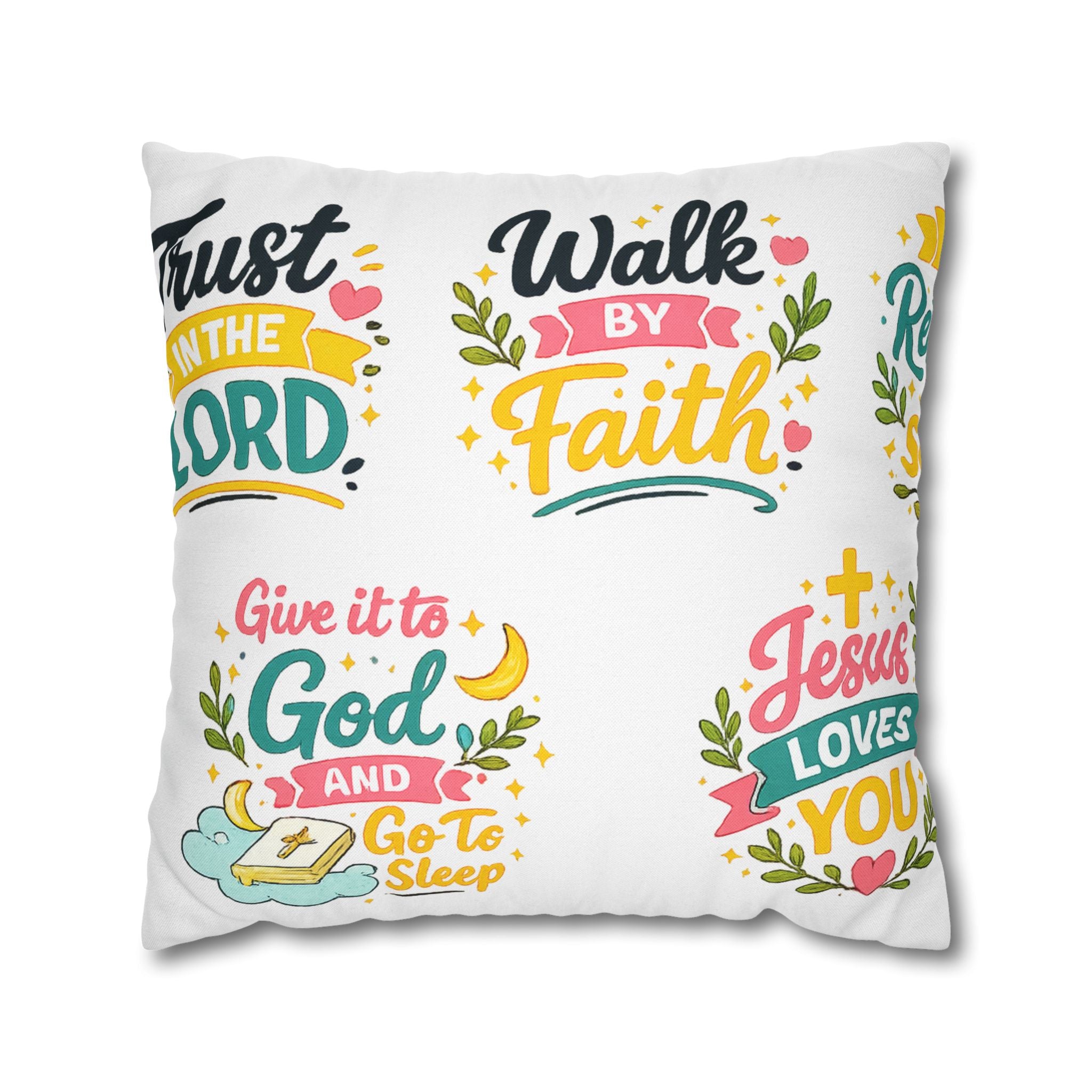 Faith Quote Decorative Pillowcase — "Walk by Faith" Inspirational Throw Pillow Cover
