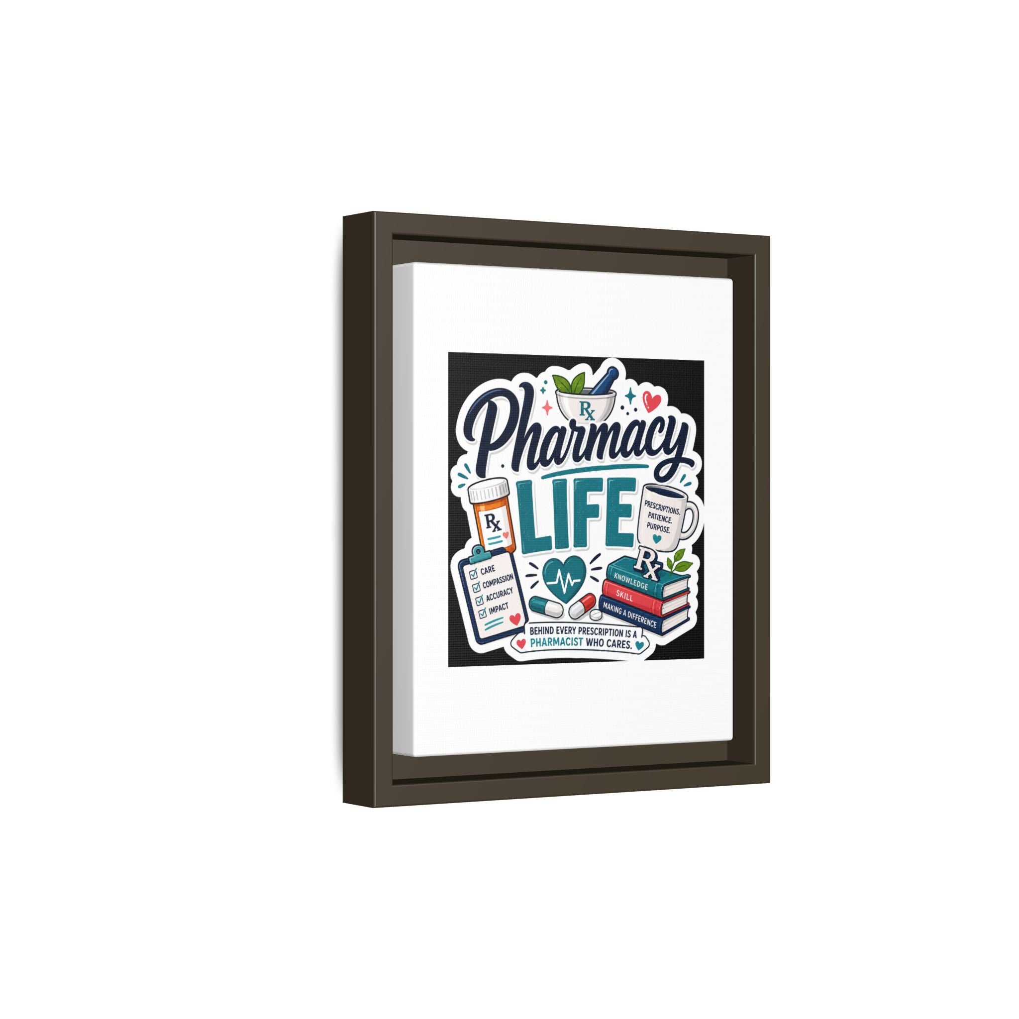 Pharmacy Life Framed Canvas Art — Colorful Pharmacist Wall Decor
